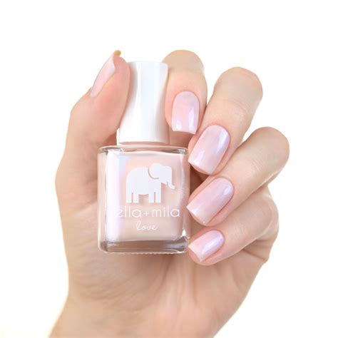 ella mila stuck on you|Sheer soft iridescent pink nail polish